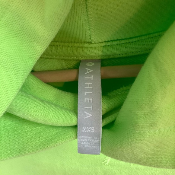 Athleta Neon Green Open Back Hooded Sweatshirt New - Picture 7 of 9